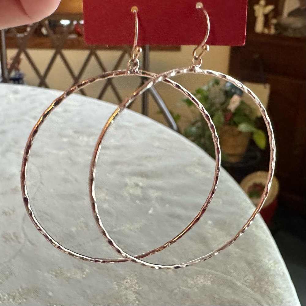 Metallic Earrings - Hook closure Hoops - Metal tones - Rose gold? Silver? Gold? - Picture 3 of 5